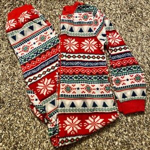 Youth Medium (8) - Snowflake Fleece Onesie Pajamas